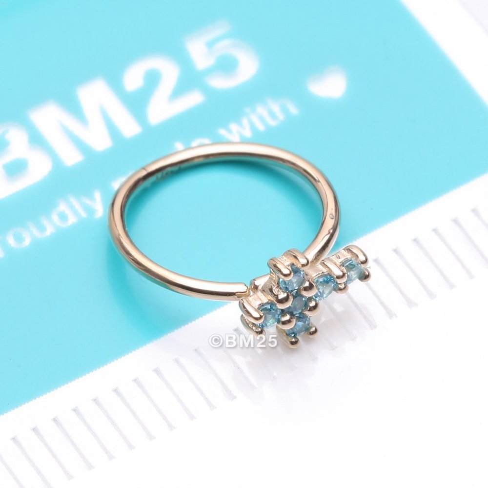 14 Karat Gold Brilliant Sparkle Cross Bendable Hoop Ring